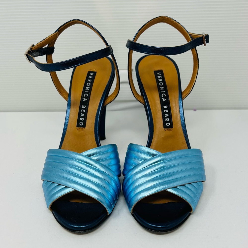 VERONICA BEARD**Silvery Blue Navy Sandal Heels**EU 37 US 7 $485